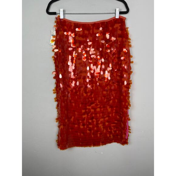 Anthropologie Maeve NWT Women’s Red Teardrop Sequined Midi Skirt size 8 - Picture 6 of 8